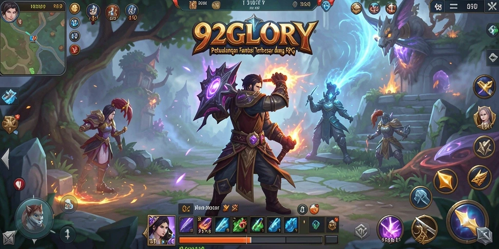 Screenshot permainan 92GLORY dengan karakter yang sedang bertarung.