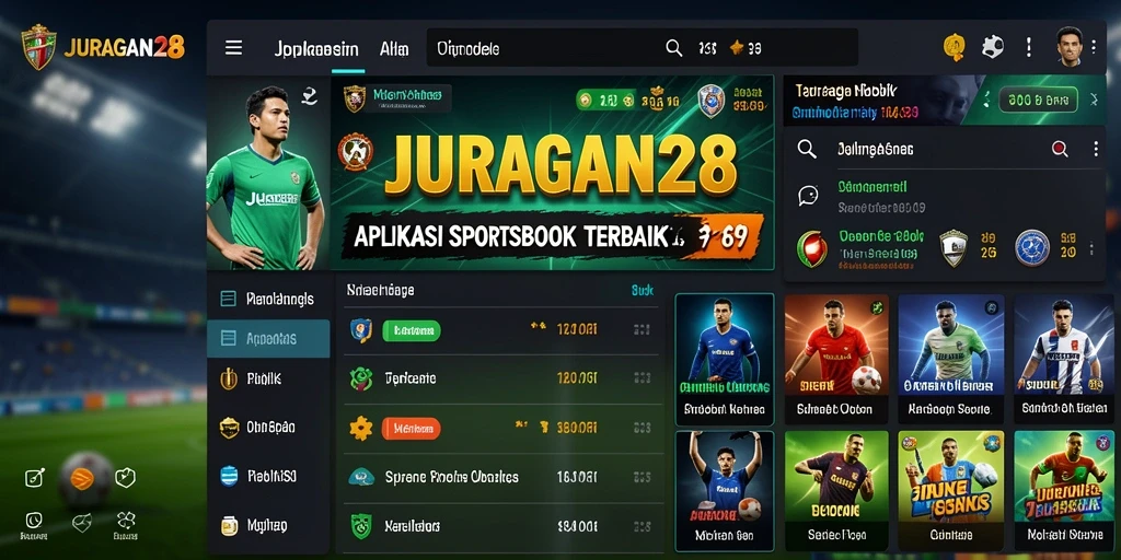 Tampilan aplikasi JURAGAN28 dengan fitur taruhan olahraga interaktif.