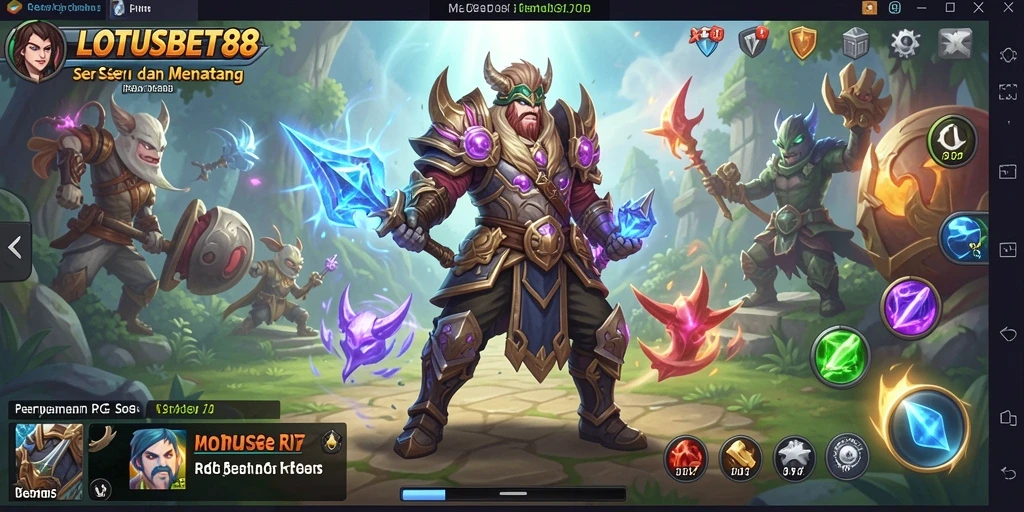 Tampilan gameplay LOTUSBET88 dengan karakter RPG yang unik.