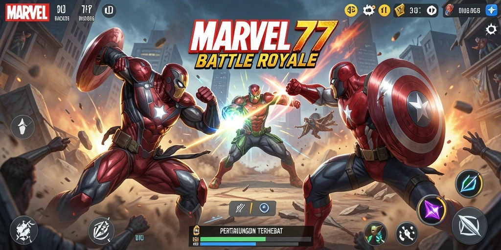 Gameplay mendebarkan di dunia Battle Royale MARVEL77.