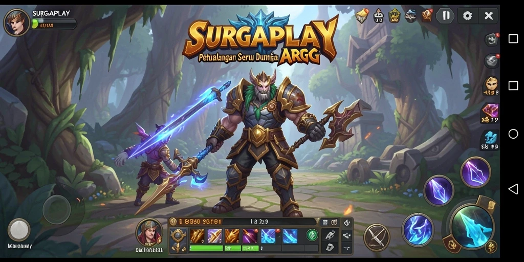 Gameplay SURGAPLAY yang mendebarkan dengan pertarungan epik.
