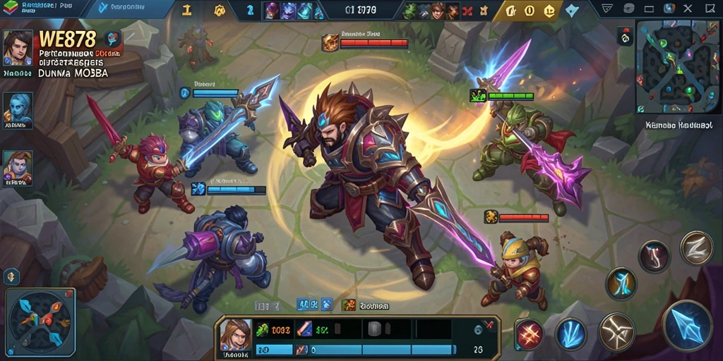 Tampilan screenshot WE878 yang menunjukkan aksi seru dalam pertempuran MOBA.