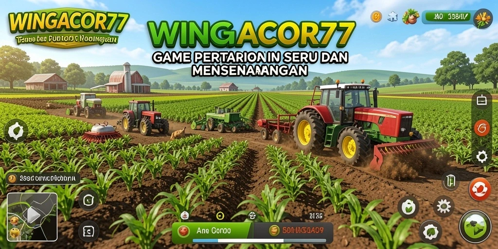 Screenshot gameplay WINGACOR77 yang menampilkan lahan pertanian yang indah.